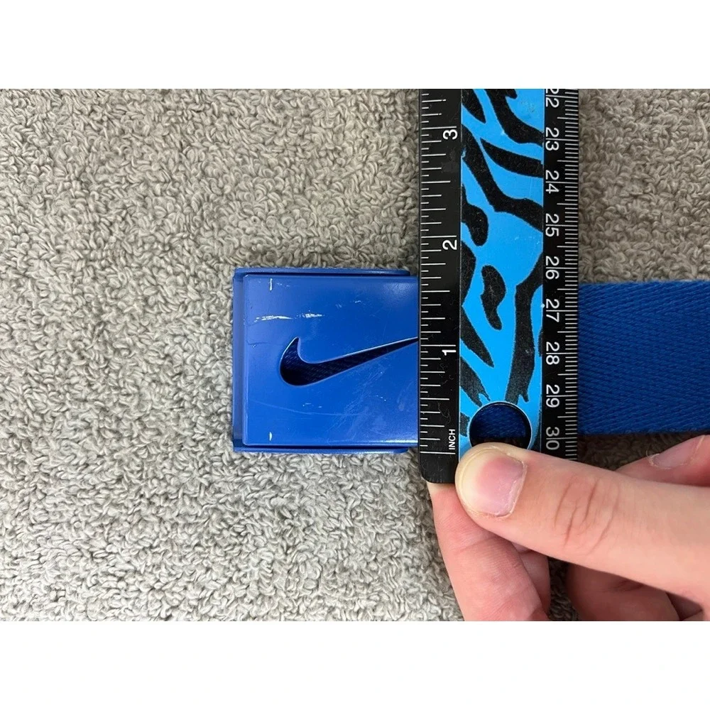 Nike Mens Webbed Golf Belt Royal Blue Canvas Swoosh Logo Bottle Opener Buckle
